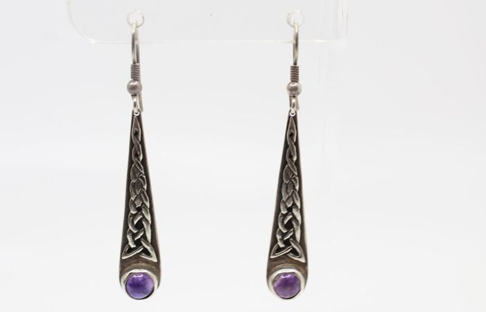 Amethyst and Sterling Silver Celtic Knot Dangle Earrings | Etsy