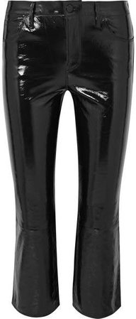 Selena Cropped Glossed-leather Bootcut Pants - Black