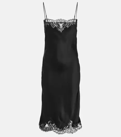 Lace Trimmed Satin Slip Dress in Black - Stella Mc Cartney | Mytheresa