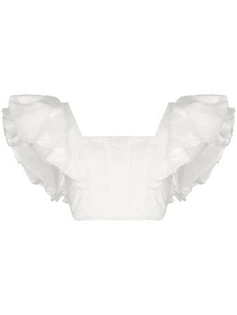 Aje Vanades ruffled cropped top