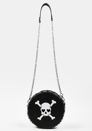 Current Mood Skull Crossbones Crossbody Bag - Black | Dolls Kill