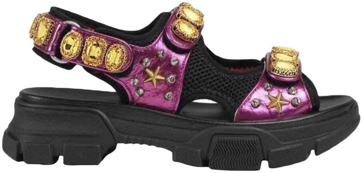 Flashtrek Purple Leather Sandals