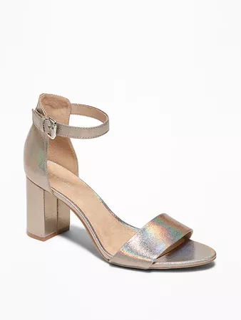 Metallic Block-Heel Sandals for Women | Old Navy