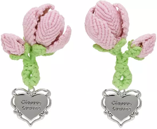 SSENSE Exclusive Pink Rose Earrings by Chopova Lowena on Sale