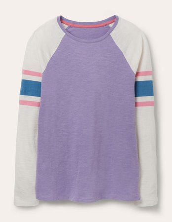 Lorna Baseball Jersey Tee - Pink/ Blue Stripe | Boden US
