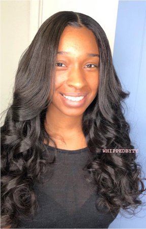 middle part sew in weave with curls