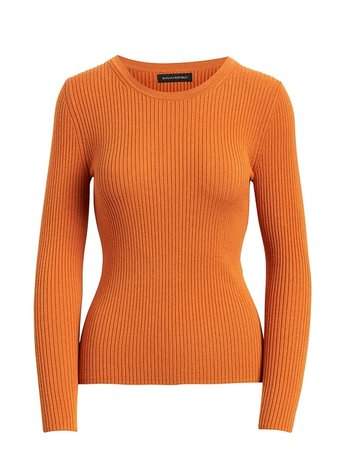 Fitted Ribbed Sweater Top | Banana Republic orange