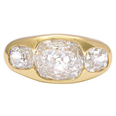 Three Stone Diamond Gypsy Ring at 1stDibs