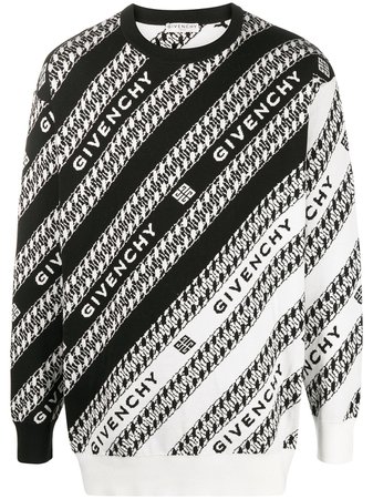 Givenchy chain logo-print knitted jumper black & white BM90EZ4Y7A - Farfetch
