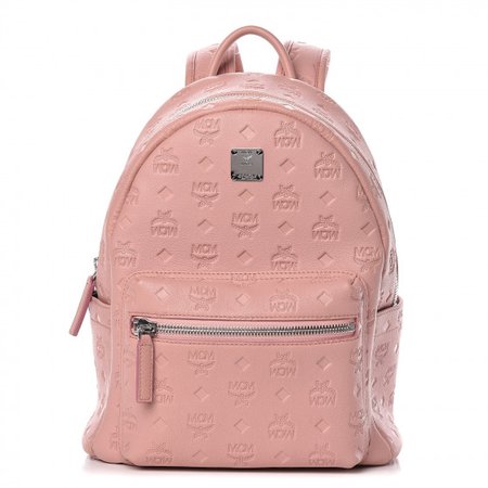 MCM Calfskin Ottomar Monogram Small Backpack Pink 492172