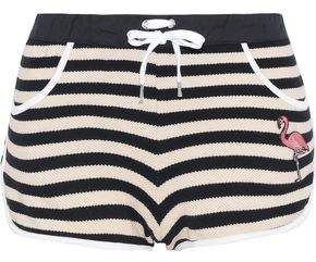 Appliqued Striped Cotton-blend Crochet-knit Shorts