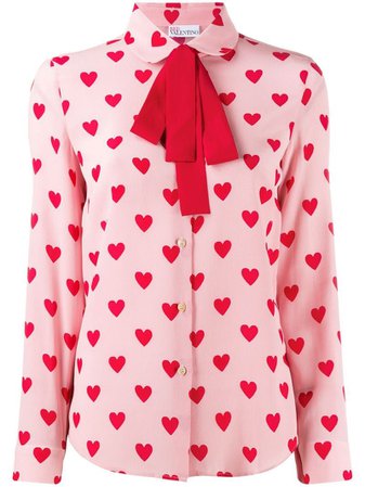 Red Valentino SILK SHIRT WITH HEART PRINT