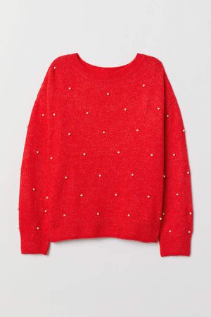 Fine-knit Sweater - Red