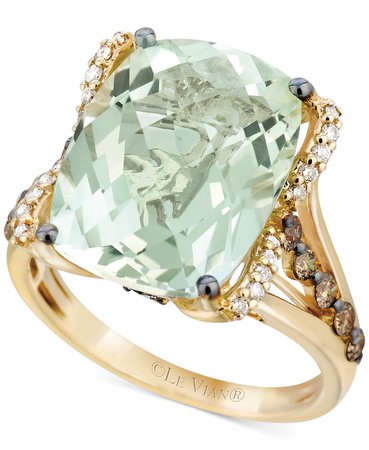 Le Vian 14k Gold Mint Julep Quartz, White Diamond, & Chocolate Diamond Ring