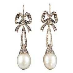 Diamond, Pearl and Antique Drop Earrings
