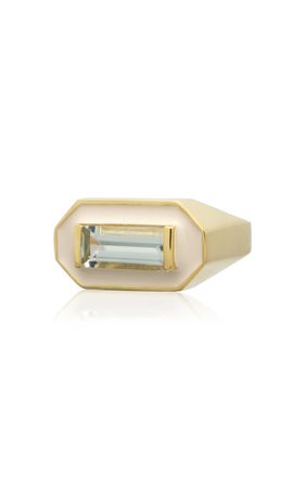 Deco Maxi Enameled 9k Yellow Gold Amethyst Ring By Aliita | Moda Operandi