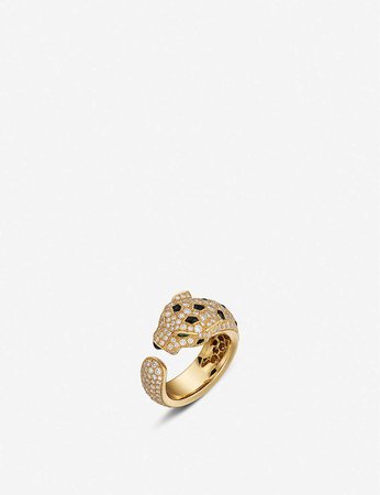 CARTIER - Panthère de Cartier 18ct yellow gold, onyx, emerald and diamond ring | Selfridges.com