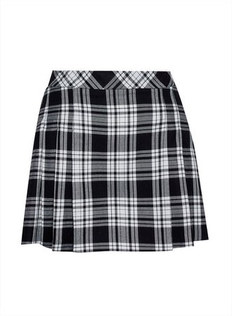 PETITE Monochrome Checked Kilt Skirt | Miss Selfridge