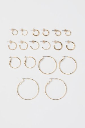 9 Pairs Hoop Earrings - Gold-colored - Ladies | H&M US
