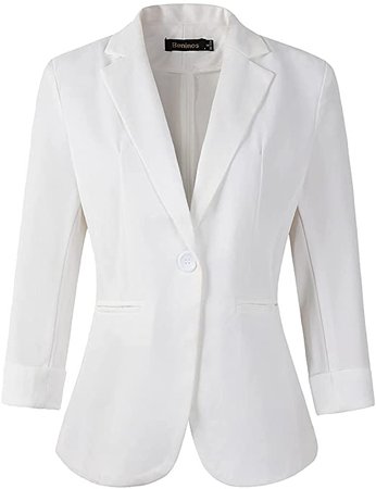 Womens 3/4 Sleeve Lightweight Office Work Suit Jacket Boyfriend Blazer at Amazon Women’s Clothing store