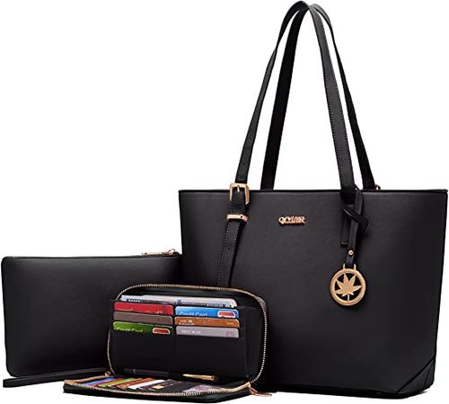 Amazon.com: Purses And Wallets Set For Women Work Tote Handbags Shoulder Bag Top Handle Totes Purse With Wallet Black : Clothing, Shoes & Jewelry