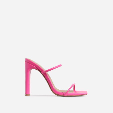 Highland Barely There Square Toe Heel Mule In Pink Faux Leather | EGO