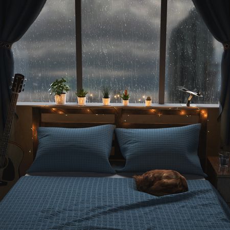 bedroom rainy day