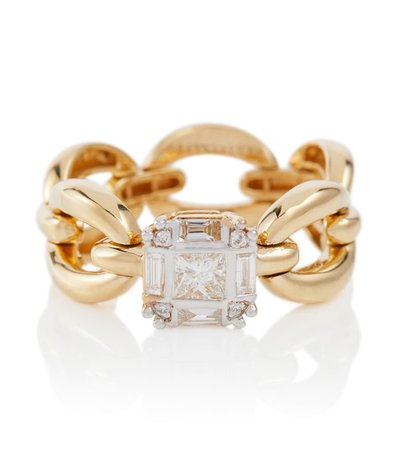 Nadine Aysoy - Catena Petite Illusion 18kt gold ring with white diamonds | Mytheresa