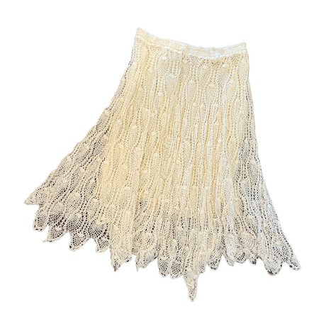 White Lace Crochet Bohemian Maxi Skirt... - Depop