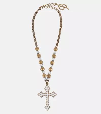 Blumarine - Embellished cross necklace | Mytheresa