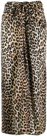 stretch silk leopard print skirt