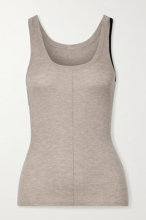 Vin Two-tone Ribbed Cashmere-blend Tank - Beige