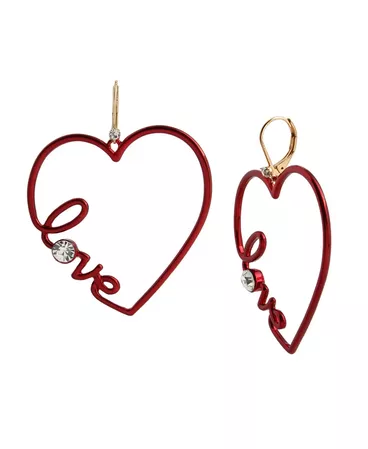 Betsey Johnson Scripted Heart Drop Earrings & Reviews - Earrings - Jewelry & Watches - Macy's