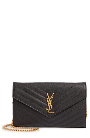 Saint Laurent Large Monogramme Quilted Leather Wallet on a Chain | Nordstrom