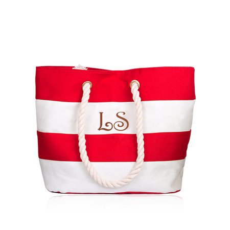 Jay-Aimee Designs - Personalized Large Red Canvas Beach Tote Bag w/Laser Engraved Initial - Walmart.com
