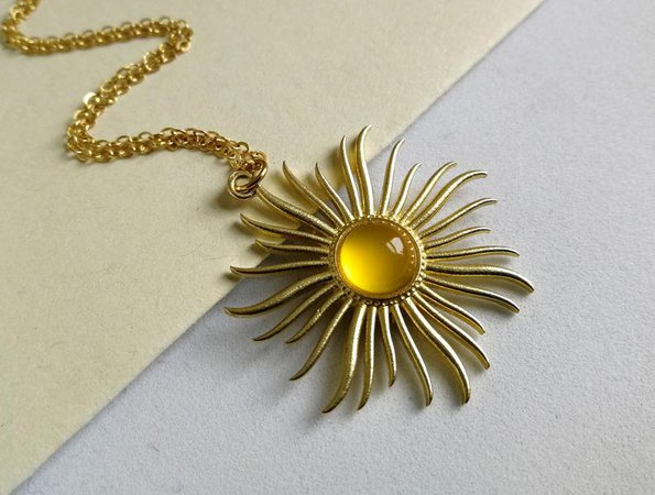Yellow Brass Sun Necklace Sunshine Necklace Raw Brass | Etsy