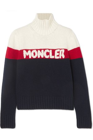Moncler | Wool and cashmere-blend jacquard turtleneck sweater | NET-A-PORTER.COM