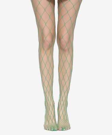 green fishnet tights