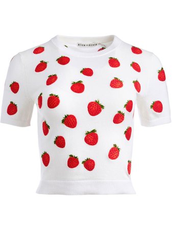 Alice+Olivia Ciara strawberry-embroidered Pullover - Farfetch