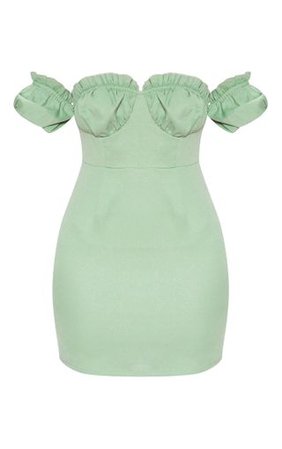 Sage Green Ruched Cup Bodycon Dress | PrettyLittleThing