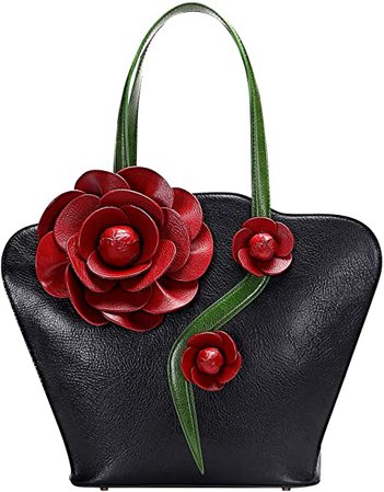 Amazon.com: PIJUSHI Designer Floral Purses and Handbags for Women Top Handle Satchel Bag Ladies Shoulder Bag（20105 Red）: Shoes