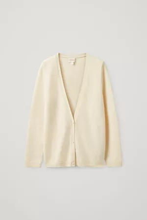 KNITTED CASHMERE CARDIGAN - white - Cardigans - COS US