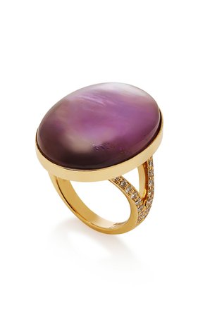 Yola 18K Gold, Amethyst And Diamond Ring by Misahara | Moda Operandi
