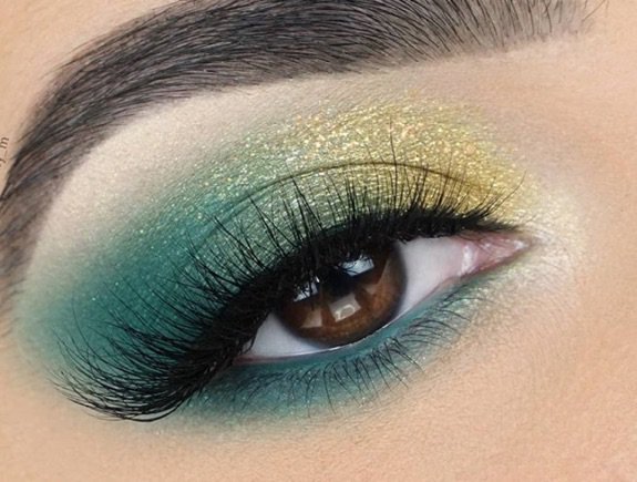 Green & Gold Eye Makeup