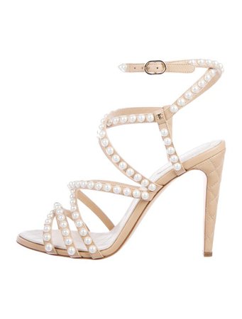 Chanel 2018 CC Embellished Leather Sandals - Shoes - CHA456368 | The RealReal