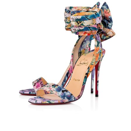 Sandale Du Desert 100 Multi Crepe Satin Flower Power - Women Shoes - Christian Louboutin