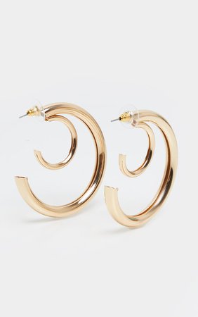 Gold Double Chunky Tubular Earrings - Earrings - Jewellery - Accessories | PrettyLittleThing