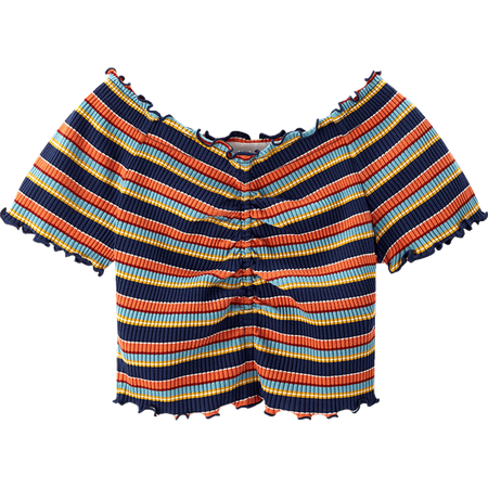 Color Striped One-shoulder T-shirt – www.ledin.net