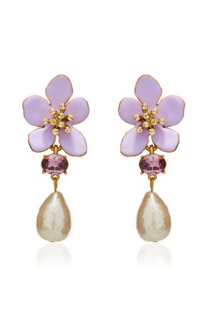 Enameled Flower Earrings By Oscar De La Renta | Moda Operandi