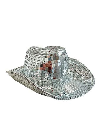 Amazon.com: Disco Cowboy Hat | Bride Party Hat Nashville Bachelorette Cowgirl Hat | Mirror Ball | Bach Party Rhinestone Cowboy : Handmade Products